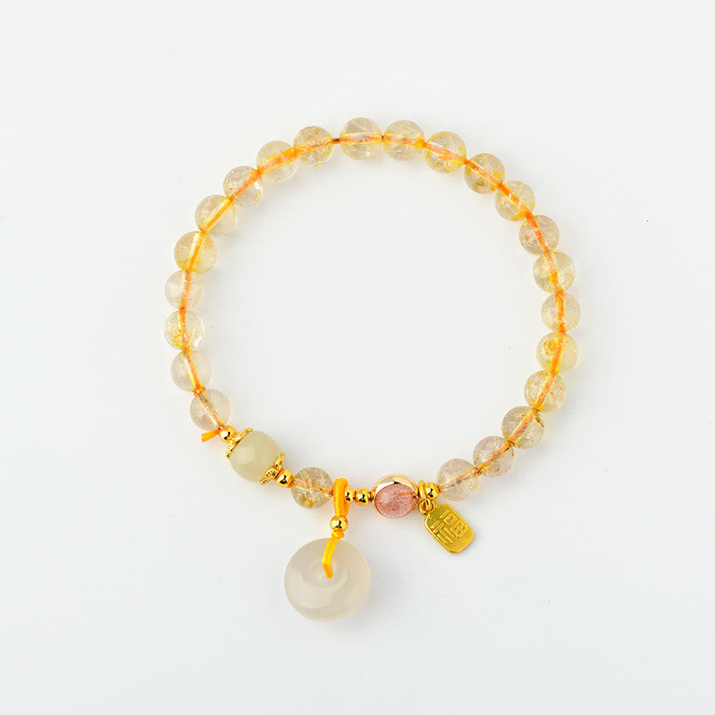 Rutilated Quartz Peace Buckle Wealth Bracelet 14-16cm