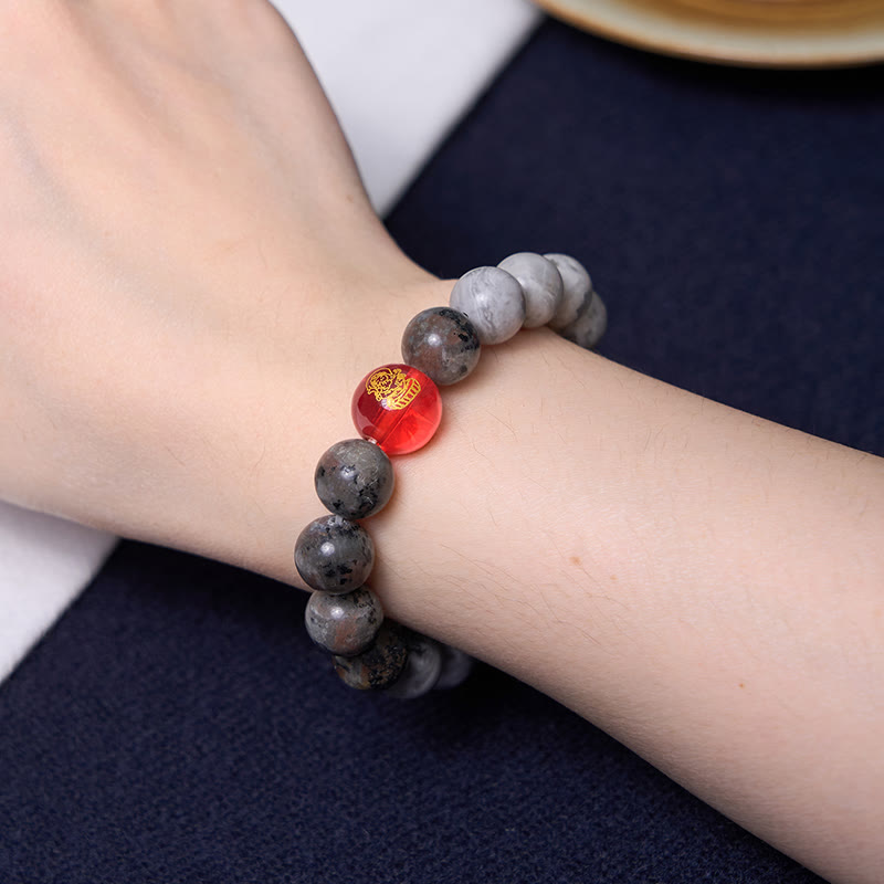 Picasso Jasper Nine-Eye Dzi Bead Unisex Agate Bracelet