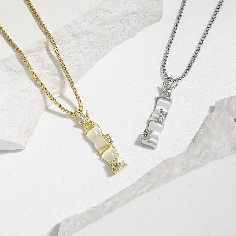 Chalcedon Bambus Harmonie Spirituelle Halskette 47cm Anhänger