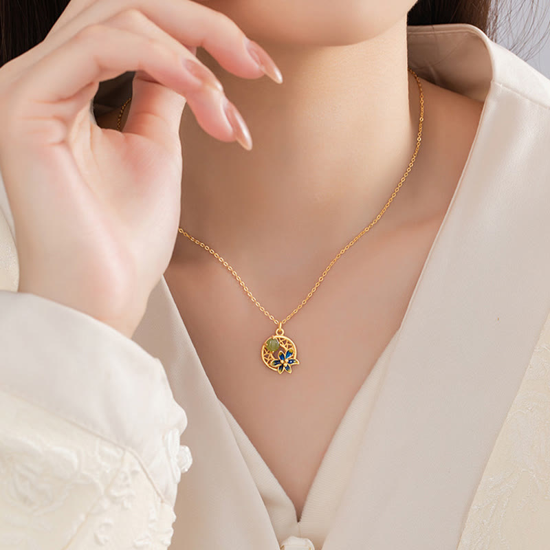 Hetian Cyan Jade 3Pcs Jewelry Set | Necklace Ring Earrings