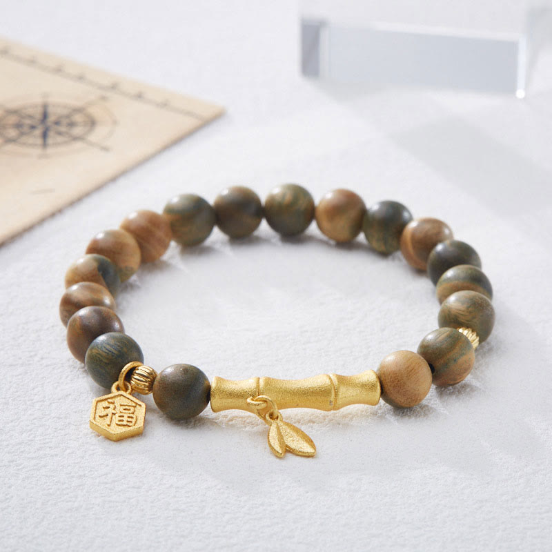 8mm Green Sandalwood Fu Character Soothing Bracelet