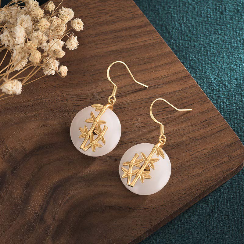 White Jade Fortune Earrings for Protection & Luck