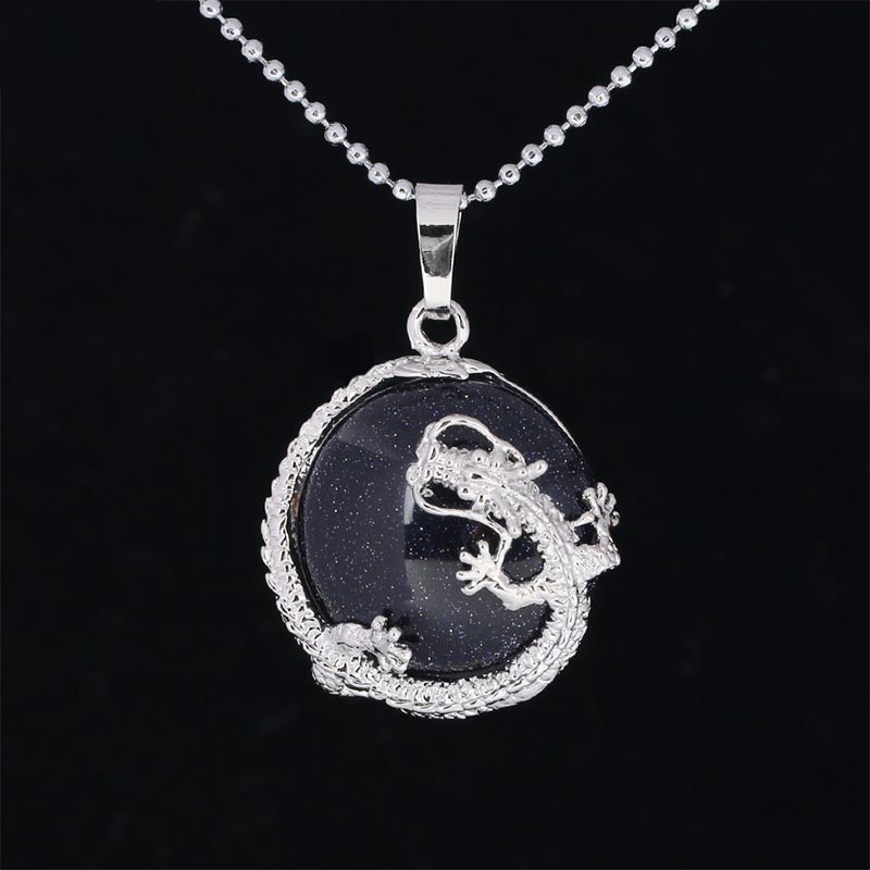 Natural Quartz Crystal Dragon Necklace Healing Energy Pendant