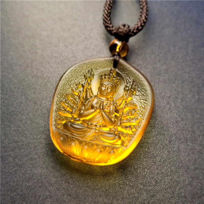 Chinese Zodiac Liuli Crystal Compassion Necklace Pendant