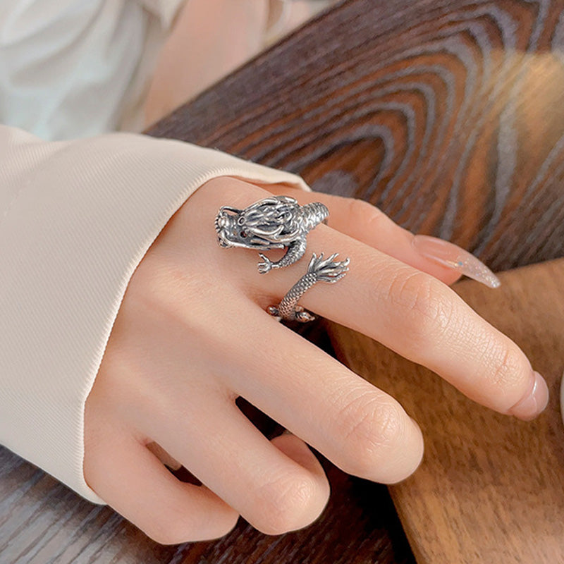 Vintage 925 Sterling Silver Dragon Ring | Luck & Power Symbol