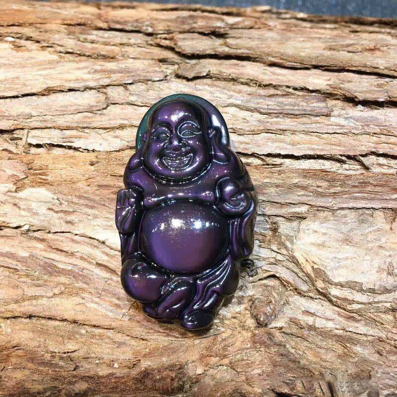 Rainbow Obsidian Laughing Buddha Inner Peace Pendant