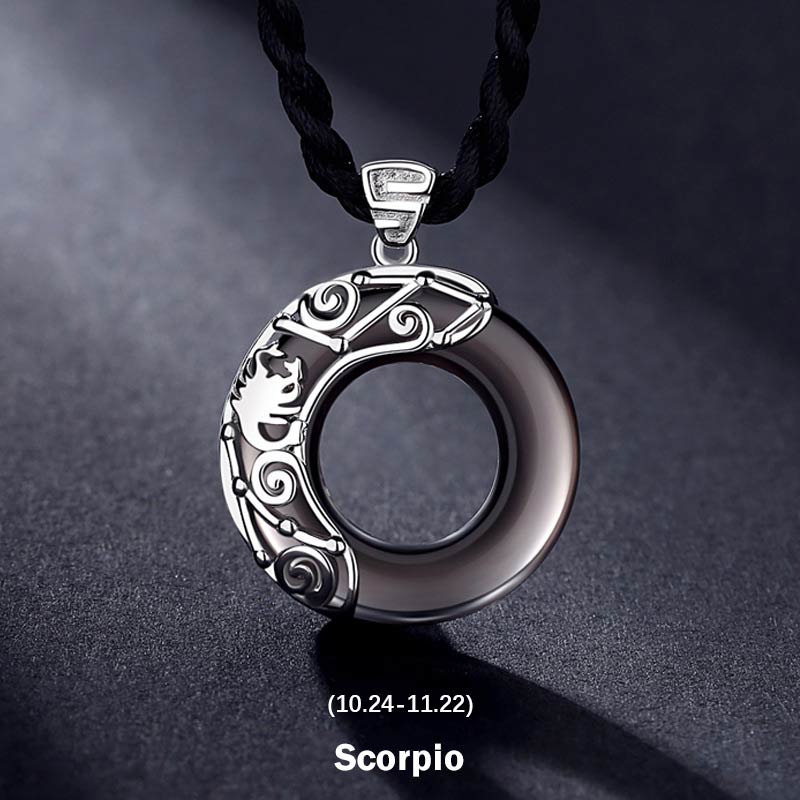 Ice Obsidian Zodiac Pendant Necklace | 12 Constellations Blessing