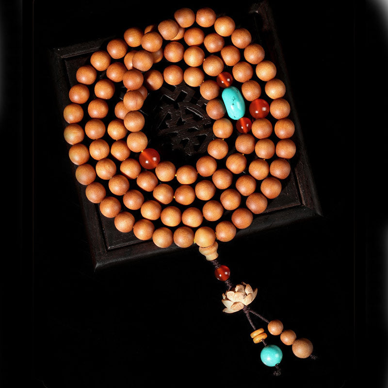 8mm Sandalwood Lotus Enlightenment Charm Bracelet