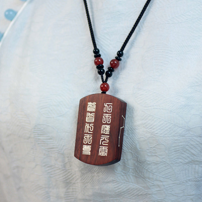 Ebony Wood Yin Yang Necklace with Sterling Silver for Balance