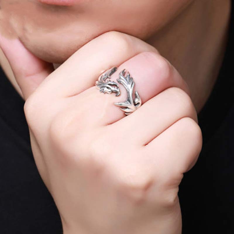 Unisex Dragon Pattern Protection Strength Adjustable Ring