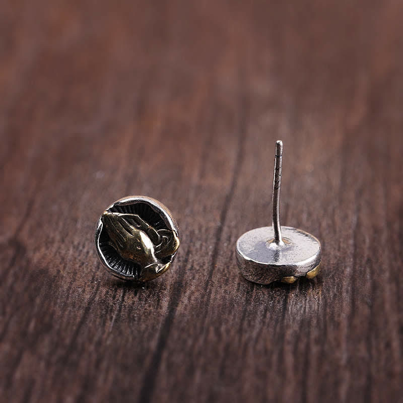 925 Sterling Silver Namaste Spiritual Stud Earrings for Equality & Protection