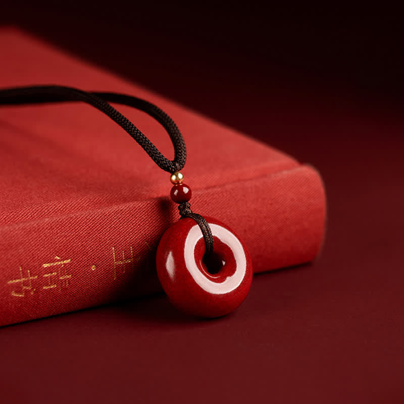 Peace Buckle Cinnabar Necklace | Calm Blessing Pendant