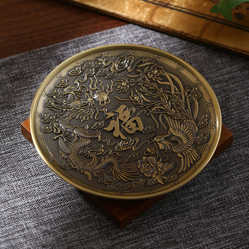 Dragon Incense Burner with Lotus, Phoenix & Eight Auspicious Symbols