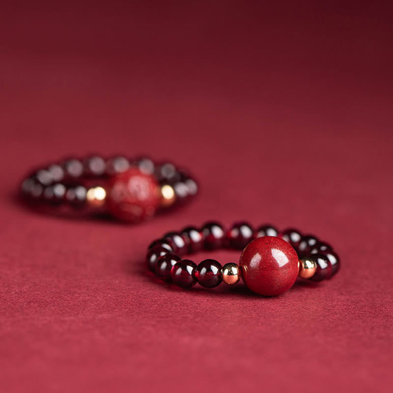 Adjustable Garnet PiXiu Ring with Om Mani Padme Hum for Protection