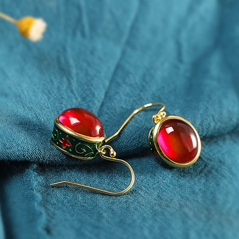 Red Corundum Spiritual Earrings for Confidence and Courage