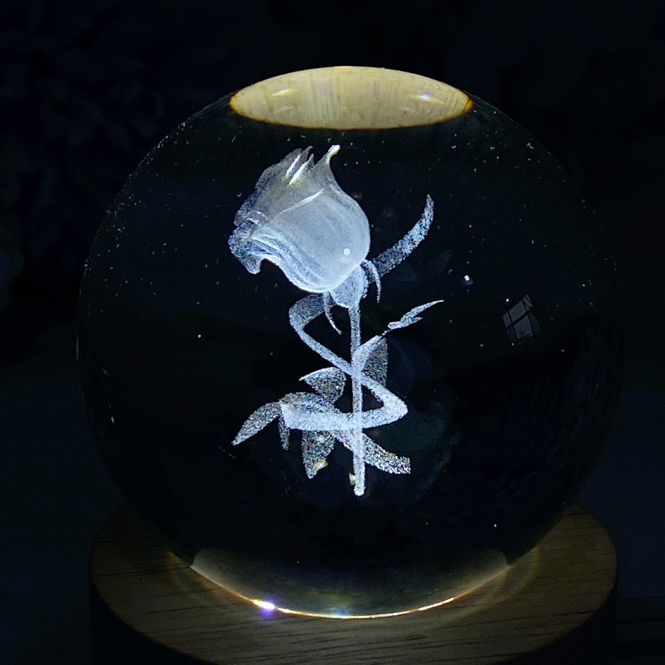 6cm Crystal Glass Sphere with Inner Carvings for Healing