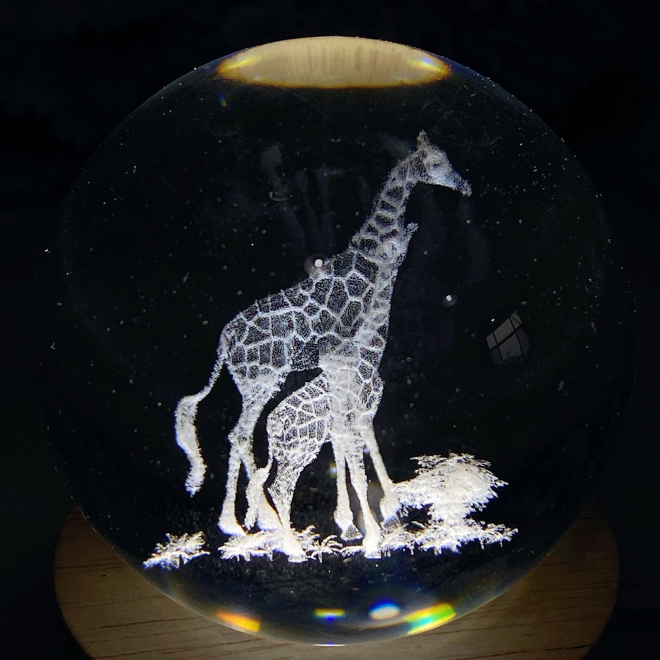 6cm Crystal Glass Sphere with Inner Carvings for Healing