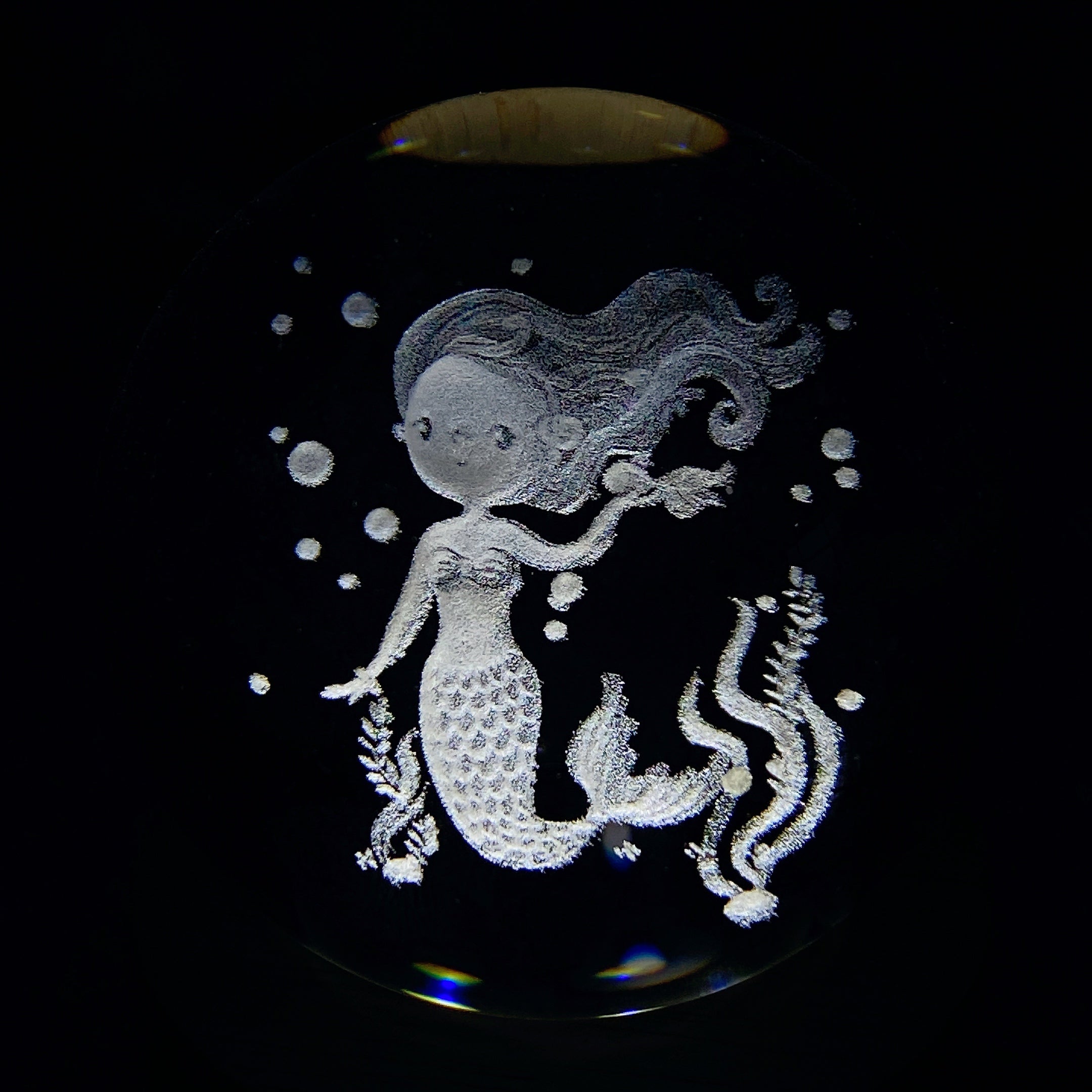 6cm Crystal Glass Sphere with Inner Carvings for Healing