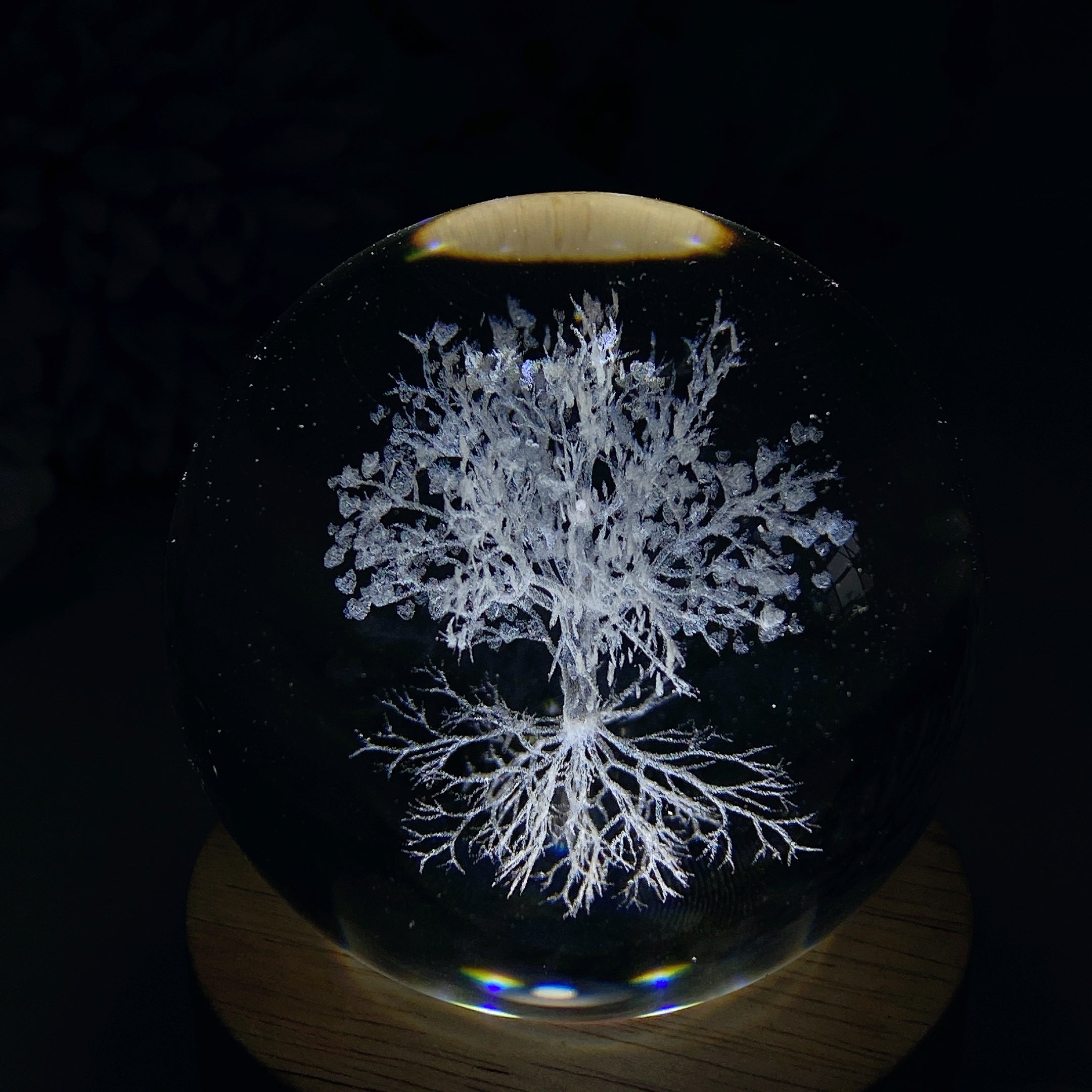 6cm Crystal Glass Sphere with Inner Carvings for Healing