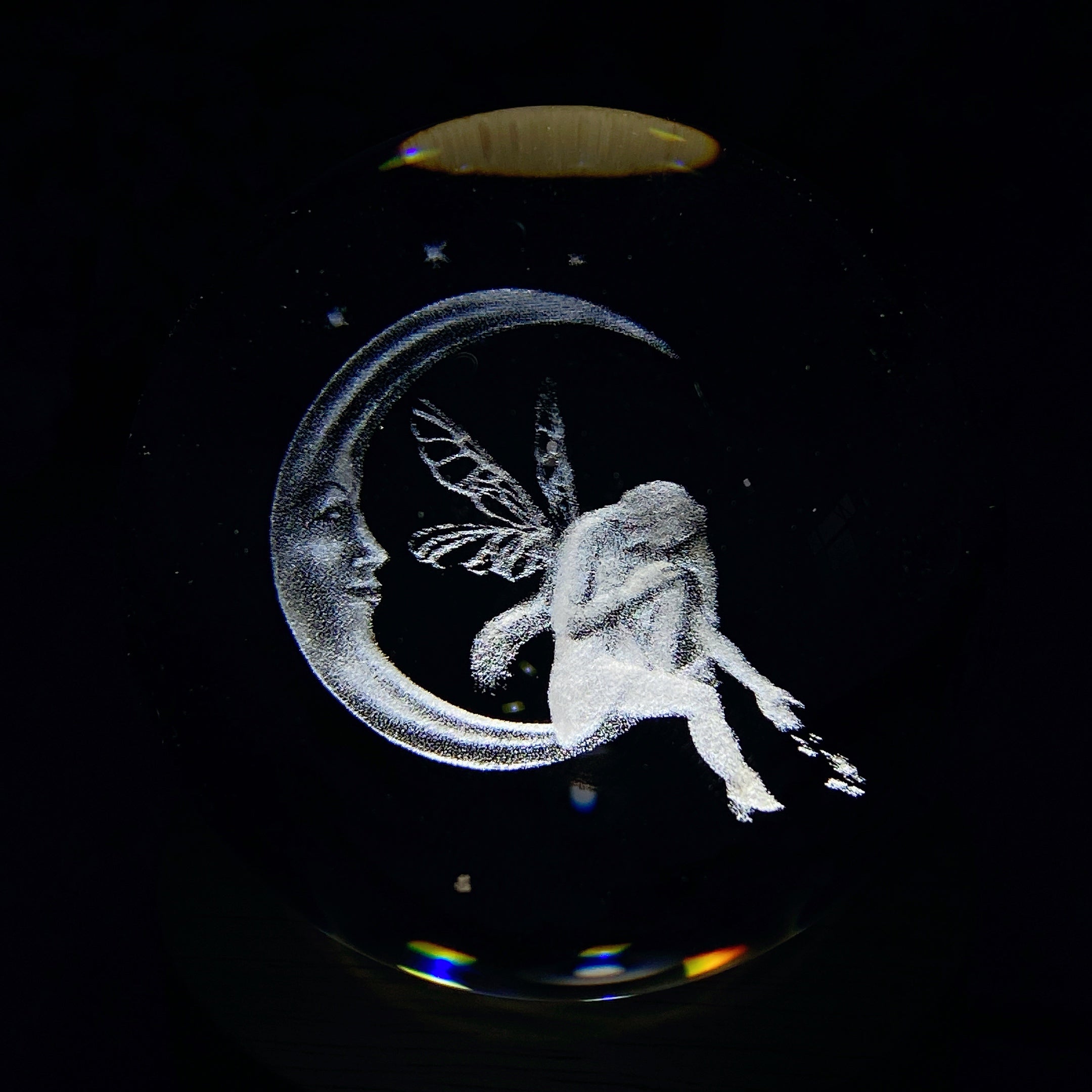 6cm Crystal Glass Sphere with Inner Carvings for Healing