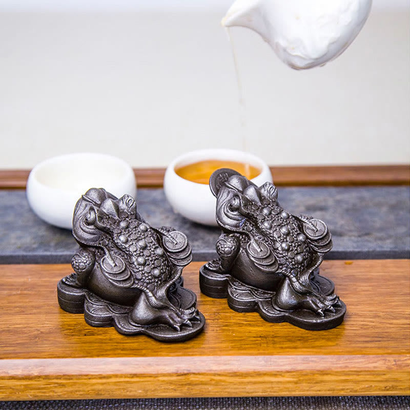 6 cm große Feng-Shui-Froschstatue mit Kupfermünzen für Wohlstand