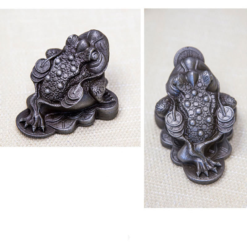 6 cm große Feng-Shui-Froschstatue mit Kupfermünzen für Wohlstand