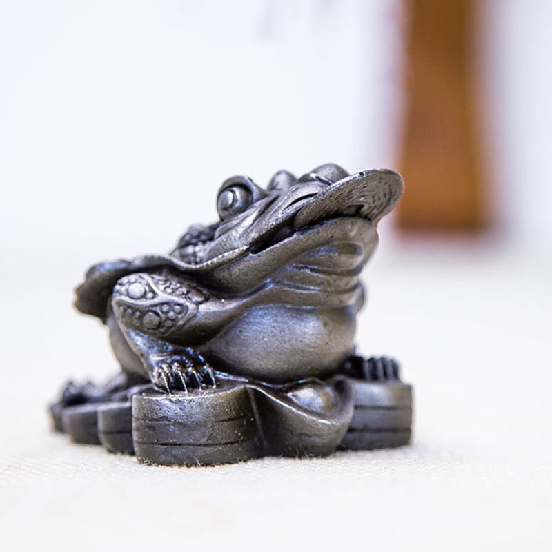 6 cm große Feng-Shui-Froschstatue mit Kupfermünzen für Wohlstand