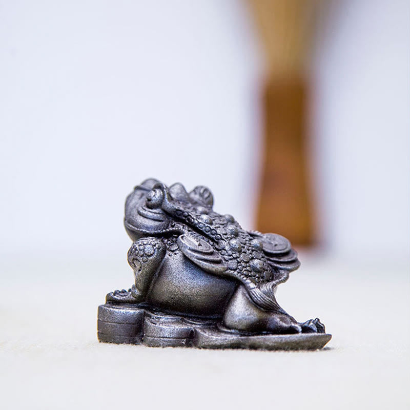 6 cm große Feng-Shui-Froschstatue mit Kupfermünzen für Wohlstand