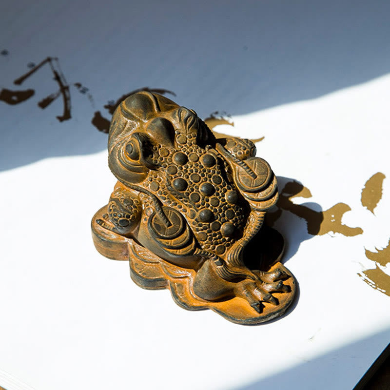 6 cm große Feng-Shui-Froschstatue mit Kupfermünzen für Wohlstand