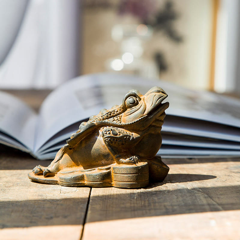 6 cm große Feng-Shui-Froschstatue mit Kupfermünzen für Wohlstand