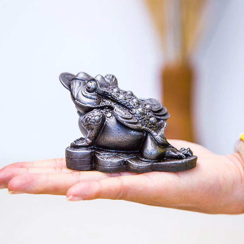 6 cm große Feng-Shui-Froschstatue mit Kupfermünzen für Wohlstand
