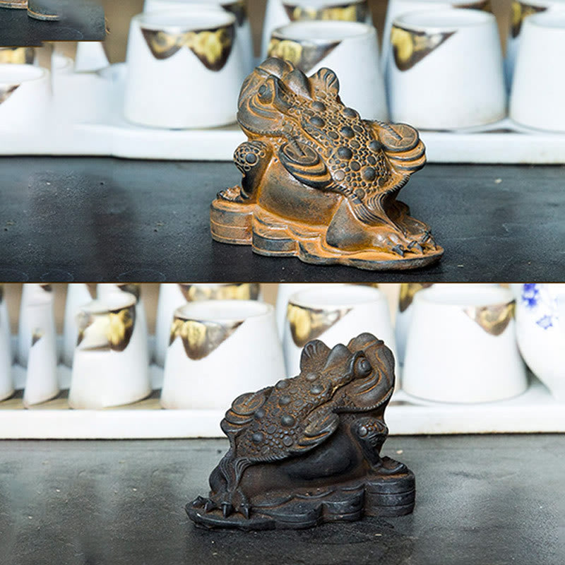 6 cm große Feng-Shui-Froschstatue mit Kupfermünzen für Wohlstand