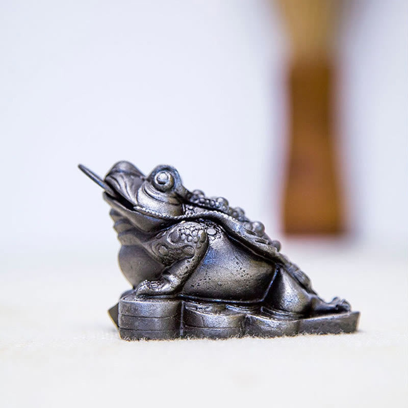 6 cm große Feng-Shui-Froschstatue mit Kupfermünzen für Wohlstand