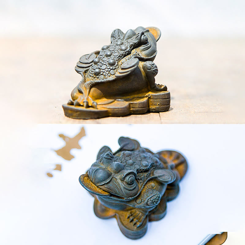 6 cm große Feng-Shui-Froschstatue mit Kupfermünzen für Wohlstand