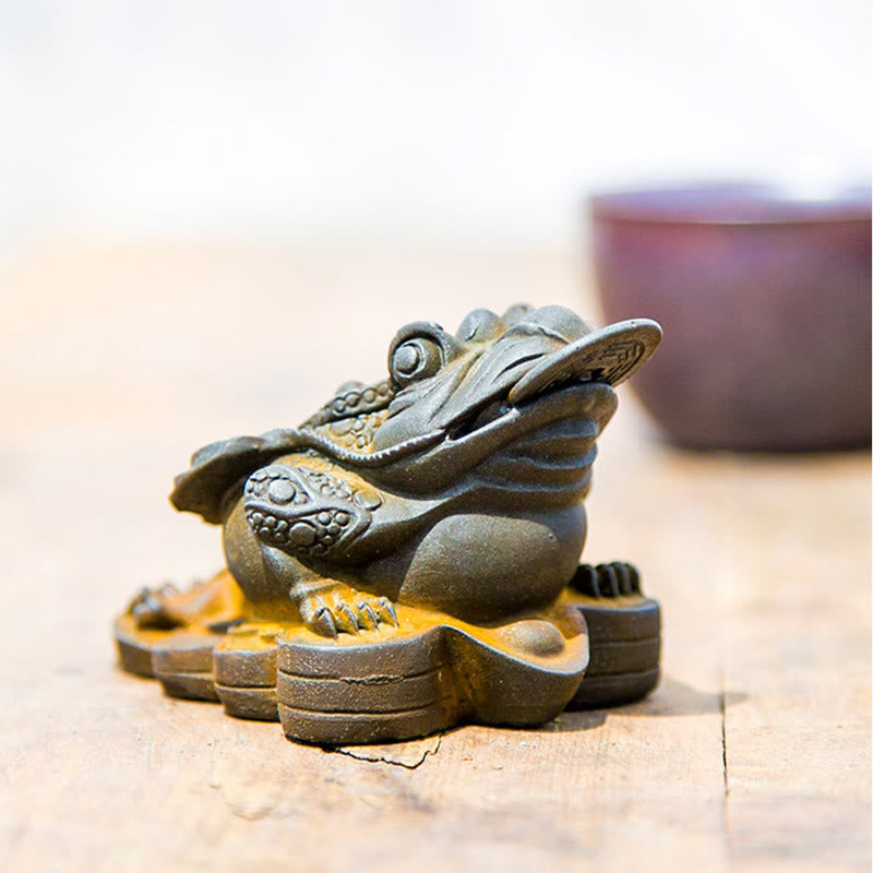 6 cm große Feng-Shui-Froschstatue mit Kupfermünzen für Wohlstand