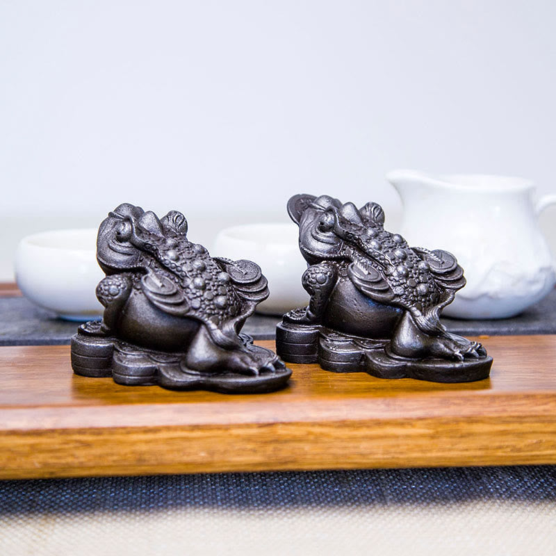 6 cm große Feng-Shui-Froschstatue mit Kupfermünzen für Wohlstand