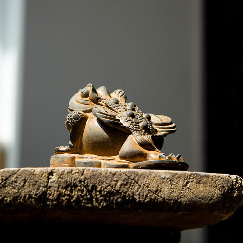 6 cm große Feng-Shui-Froschstatue mit Kupfermünzen für Wohlstand