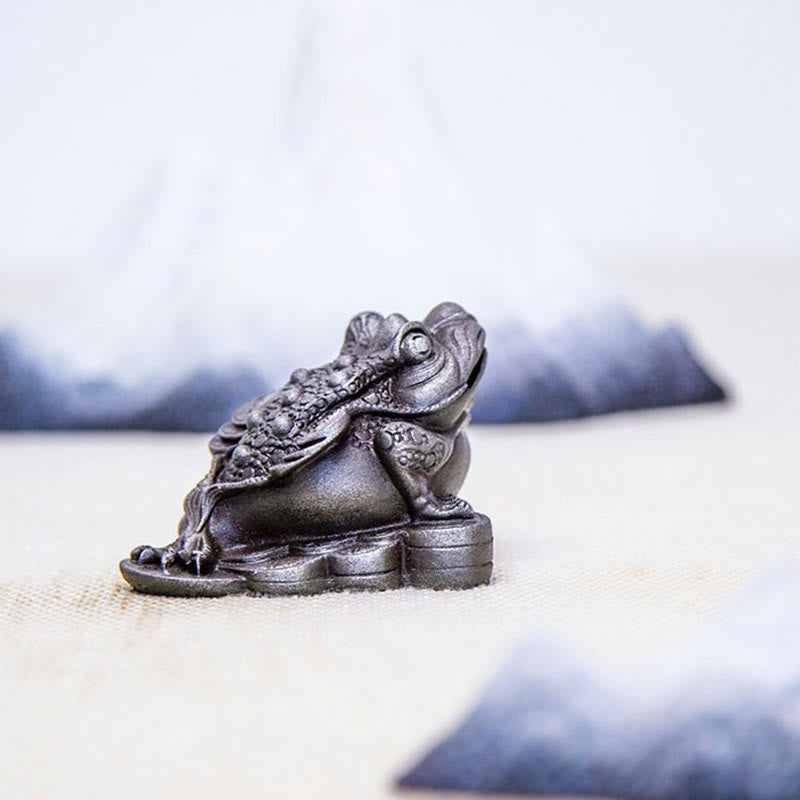 6 cm große Feng-Shui-Froschstatue mit Kupfermünzen für Wohlstand
