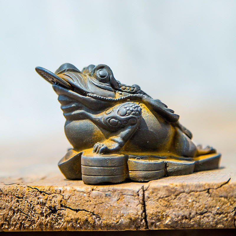 6 cm große Feng-Shui-Froschstatue mit Kupfermünzen für Wohlstand