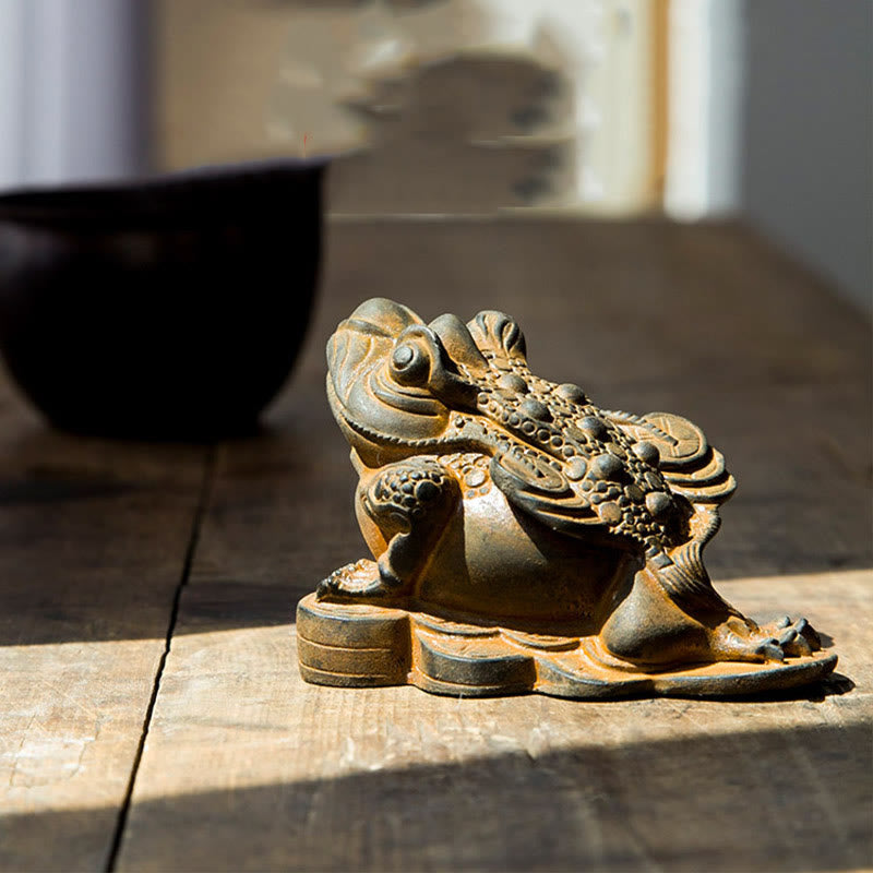 6 cm große Feng-Shui-Froschstatue mit Kupfermünzen für Wohlstand