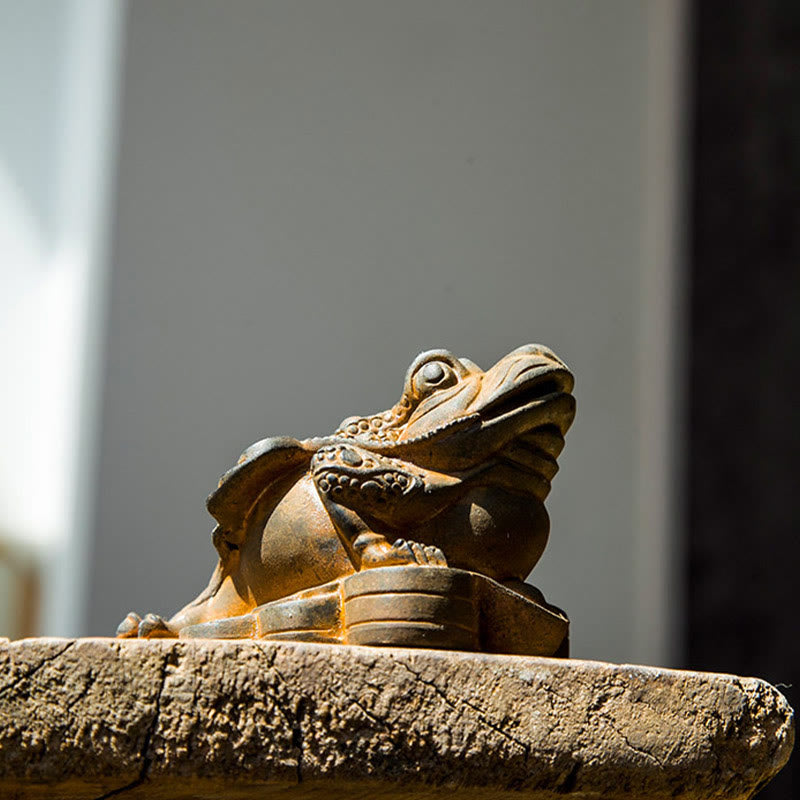 6 cm große Feng-Shui-Froschstatue mit Kupfermünzen für Wohlstand