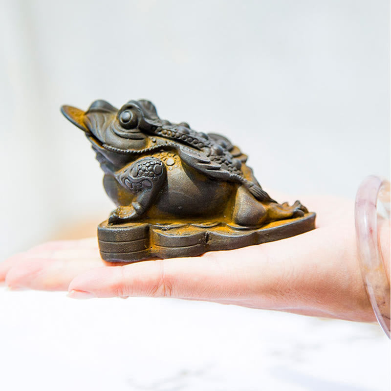 6 cm große Feng-Shui-Froschstatue mit Kupfermünzen für Wohlstand