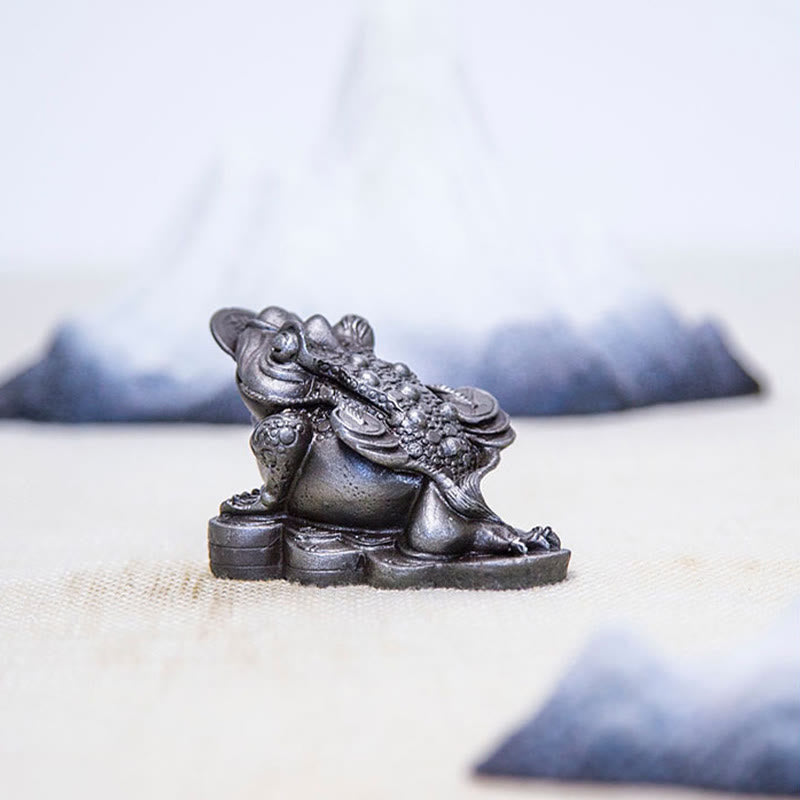 6 cm große Feng-Shui-Froschstatue mit Kupfermünzen für Wohlstand