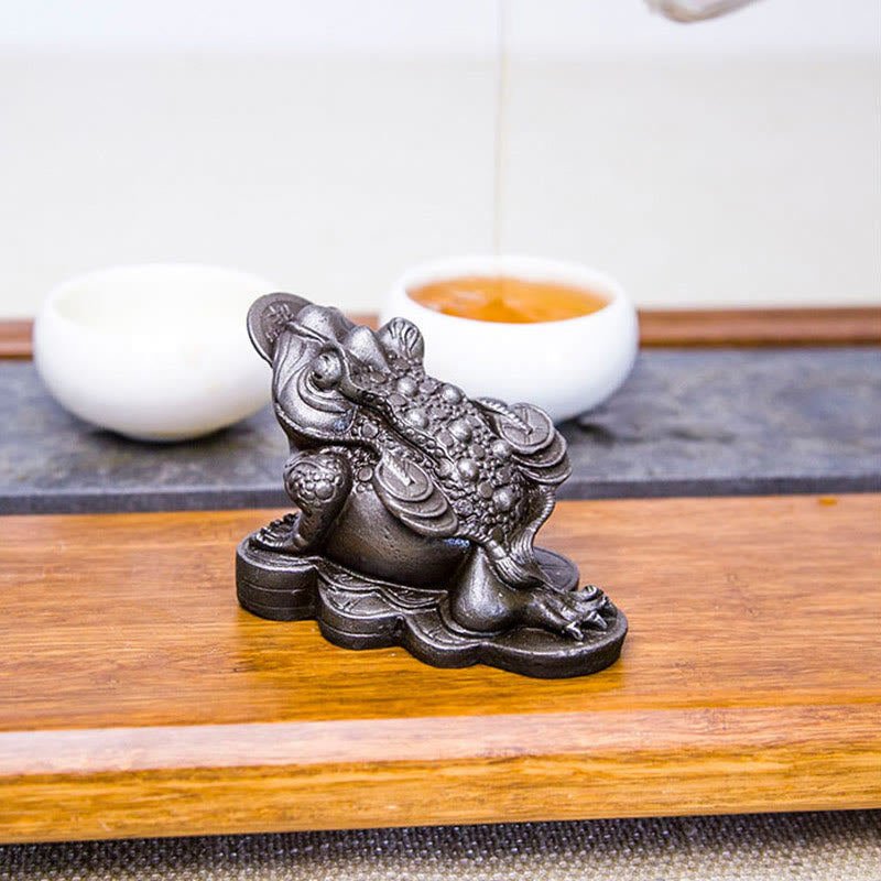 6 cm große Feng-Shui-Froschstatue mit Kupfermünzen für Wohlstand