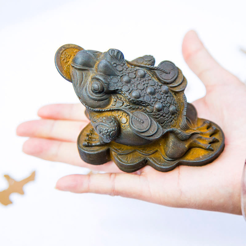 6 cm große Feng-Shui-Froschstatue mit Kupfermünzen für Wohlstand