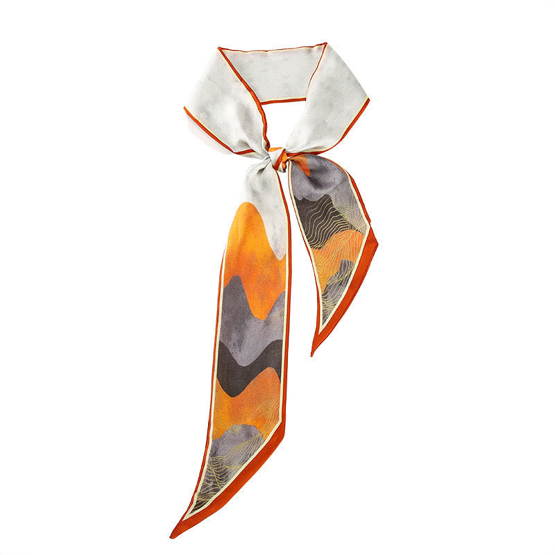 6 cm x 125 cm Maulbeerseiden-Twilly-Schal | Dunhuang Fresken Sonnenuntergangsmuster