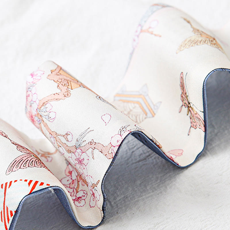 6 cm x 125 cm Maulbeerseiden-Twilly-Schal | Dunhuang Fresken Sonnenuntergangsmuster