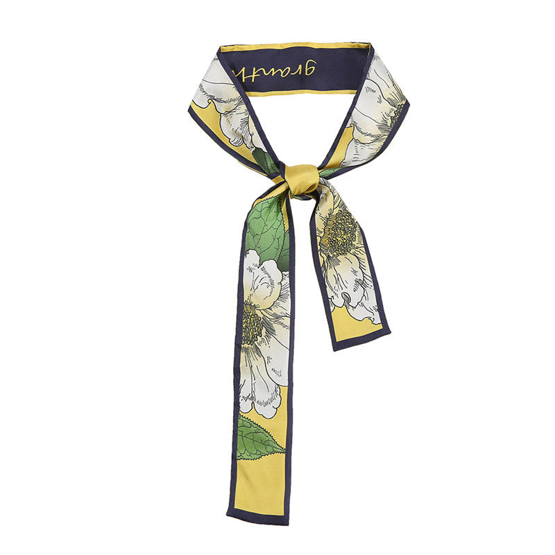 6 cm x 125 cm Maulbeerseiden-Twilly-Schal | Dunhuang Fresken Sonnenuntergangsmuster