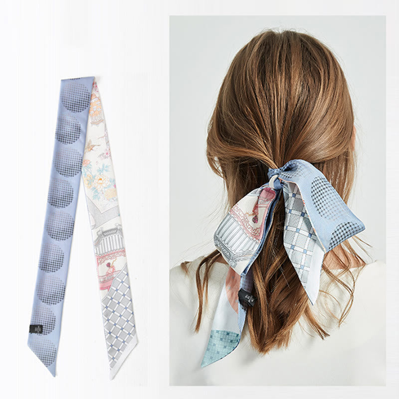 6 cm x 125 cm Maulbeerseiden-Twilly-Schal | Dunhuang Fresken Sonnenuntergangsmuster