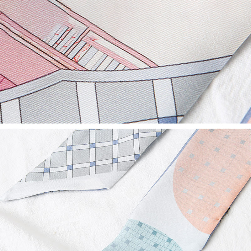 6 cm x 125 cm Maulbeerseiden-Twilly-Schal | Dunhuang Fresken Sonnenuntergangsmuster